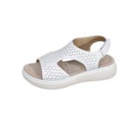 Sandales à plateforme sportive pour femme - Perforées - Bout ouvert - Sangle de cheville réglable - Chaussures décontractées pour la plage et la marche, blanc, 39.5 EU