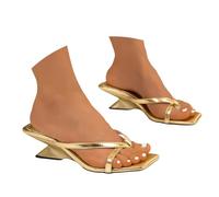 Sandales à plateforme tendance - Pantoufles d'été confortables - Tongs décontractées pour femme - Avec semelle antidérapante - Talon compensé, or, 39 EU