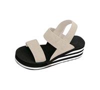 Sandales à semelle compensée pour femme - Sandales d'été confortables - Sandales de loisirs - Sangle croisée - Sandales de plage - Sandales d'été confortables - Sandales compensées pour l'extérieur