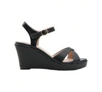Sandales à talon compensé confortable et simple avec sangle croisée, sandales d'été pour femmes Ces sandales sont dotées d'un talon compensé qui ajoute de la hauteur tout en offrant du confort. La con
