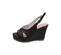 Sandales à talon compensé pour 2025 Sandales à talons hauts épais pour femmes Chaussures noires 41, Noir , 36 EU