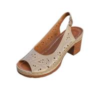 Sandales à talon compensé pour femme avec bride à boucle chaussures ouvertes d'été élégantes et confortables pour toutes vos sorties (Khaki, 37)