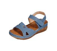 Sandales à talon compensé pour femme - Sandales d'été élégantes et décontractées - Boucle de ceinture latérale creuse avec fond plat - Chaussures romaines - Sandales d'été pour femme - Sandales