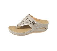 Sandales à talon compensé pour femme - Tongs pour femme - Sandales de plage - Pour l'intérieur et l'extérieur - Respirantes - Sandales de trekking à l'arrière ouvertes - Tongs orthopédiques
