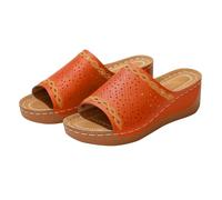 Sandales à talon creux d'Europe et d'Amérique Bordure colorée Rétro Été Grande Taille Chaussures pour femme Sandales cousues de voiture Sandales épaisses pour femme Plateforme, Orange, 39.5 EU