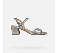 Geox Femme D New ERAKLIA 50 B Sandale à Talons, Silver, 39 EU