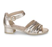 CAPRICE Sandales femme à talons en cuir à boucle, Métallique (Platin Metal.), 38,5 EU