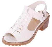 Sandales à talon haut à bout ouvert pour femme - Respirantes et antidérapantes - Fermeture éclair - Pour l'été, la plage, la marche, les voyages - Beige - 36
