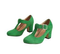 Sandales à talon pour femme - Élégantes - Sandales à talons hauts - Sangle en T - Talon bloc - Pointe fermée - Chaussures d'été confortables pour le bureau, la fête de la bière, le mariage, la danse