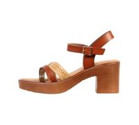 Sandales à talon - THE DIVINE FACTORY - Camel - Bout ouvert - Bride réglable - Talon large 37