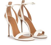 Sandales à Talons Aiguilles et Bout Ouvert pour Femmes, Sandales Classiques à lanières et Bride de Cheville réglable, idéales pour Le Travail Les fêtes et Les Mariages,Blanc,40 EU