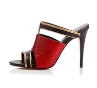 Sandales à Talons Aiguilles Ouvertes pour Femmes Grande Taille et Largeur Large - Chaussures de soirée pour Mariage, Vacances, Rendez-Vous,Rouge,41 EU