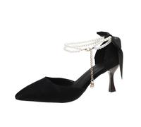 Sandales à Talons Aiguilles pour Femme avec Bride nœud Papillon, Collection Printemps-été : Design élégant et Semelle rembourrée pour Un Confort Durable au Quotidien (Black, 41)