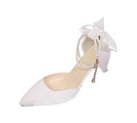Sandales à Talons Aiguilles pour Femme avec Bride nœud Papillon, Collection Printemps-été : Design élégant et Semelle rembourrée pour Un Confort Durable au Quotidien (White, 40)