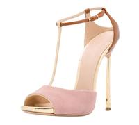 Sandales à Talons Aiguilles pour Femme Escarpins de Soirée ou de Cérémonie Ouverts Sur le Devant avec Bride Arrière et Bride Cheville Pour Mariages et Occasions Formelles,Rose,45 EU