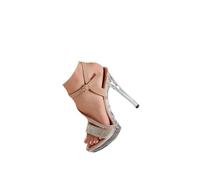 HIKKWXVN Sandales à Talons Aiguilles pour Femmes, Chaussures habillées à Plateforme pour Femmes, Dames de mariée, fête de Mariage, Retour à la Maison,Nude,38 EU