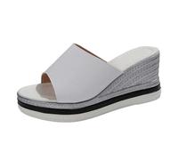 Sandales à Talons Compensés pour Femmes Style Décontracté Élégant Confortables Nouvelles Tendances Mode Estivale (White, 37)