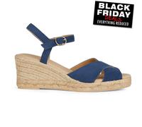 Geox Femme D Gelsa Low C Sandales compensées, Bleu Marine, 36 EU