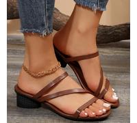 Sandales À Talons Épais Pour Femmes Été 2023 Nouvelles Sandales Extérieures Polyvalentes De Style Féerique Chaussures Romaines Françaises CN35,CN36,CN37,CN38,CN39,CN40,CN41UnicolorePolyuréthane
