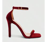 Sandales à talons hauts à bride et bout carré sexy pour femmes, style mode talon aiguille bordeaux. Tenue de style de rue "bad girl" pour les sorties nocturnes, idéal pour les soirées et les dates en 