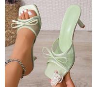 Sandales à talons hauts avec orteils ouverts, en maille respirante vert citron, pour le printemps et l'été. Sandales polyvalentes simples à talons fins, pour une utilisation extérieure, pour femmes CN