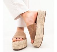 Sandales à talons hauts et plateforme de style bio esparto pour femmes, avec semelles antidérapantes et épaisses, sandales à bout ouvert pour les vacances d'été, de haute qualité et confortables, idéa