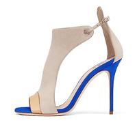 Sandales à Talons Hauts Faits à la Main pour Femmes, Style bohème Chic - Talons pour Mariage Grande Taille pour soirées et Cocktails,Bleu,43 EU