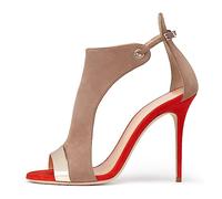Sandales à Talons Hauts Faits à la Main pour Femmes, Style bohème Chic - Talons pour Mariage Grande Taille pour soirées et Cocktails,Rouge,35 EU