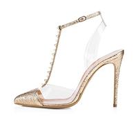 Sandales à Talons Hauts pour Femmes pour Les Vacances d'été à la Plage, Les soirées de Gala et Les Rendez-Vous, Grande Taille, Confort Toute la journée,d'or,38 EU