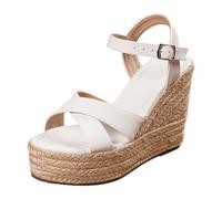 Sandales à talons hauts pour femmes, style décontracté, couleur unie, collection printemps-été. (1-White, 34)