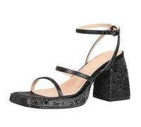 Sandales à Talons Hauts Sandales à Talons Hauts et épais for Femmes, Chaussures Plateforme Bride la Cheville, élégantes Cristaux Brillants, for fêtes pour Femmes(Black,7)