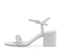 Sandales à Talons mi-Hauts et épais pour Femmes, Confortables à Bride à la Cheville à Bout Ouvert pour Soirée Mariage Mode Tressées à Talons Larges pour Travail Bureau,Gris,40 EU