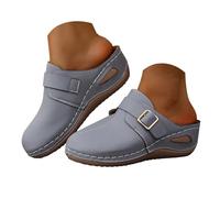 Sandales à talons pour femme - Belles plateformes - Chaussures d'été - Style rétro - Sandales compensées respirantes - Sandales de plage creuses - Décontractées - Couleur unie, gris, 37 EU 3X-Large