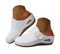 Sandales à talons pour femme - Belles plateformes - Chaussures d'été - Style rétro - Sandales compensées respirantes - Sandales de plage creuses - Décontractées - Couleur unie, Blanc., 36 EU 3X-Large