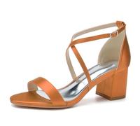 Sandales à Talons pour Femme Bout Ouvert à Traverser la Cheville Chaussures d'été élégantes Talons Hauts,Orange,35 EU