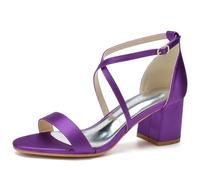 Sandales à Talons pour Femme Bout Ouvert à Traverser la Cheville Chaussures d'été élégantes Talons Hauts,Dark Purple,35 EU