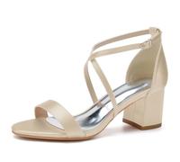 Sandales à Talons pour Femme Bout Ouvert à Traverser la Cheville Chaussures d'été élégantes Talons Hauts,Champagne,42 EU