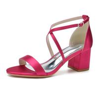 Sandales à Talons pour Femme Bout Ouvert à Traverser la Cheville Chaussures d'été élégantes Talons Hauts,Fuchsia,37 EU