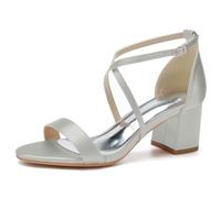 Sandales à Talons pour Femme Bout Ouvert à Traverser la Cheville Chaussures d'été élégantes Talons Hauts,Argent,37 EU