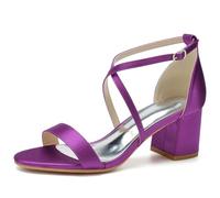 Sandales à Talons pour Femme Bout Ouvert à Traverser la Cheville Chaussures d'été élégantes Talons Hauts,Violet,42 EU