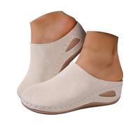 Sandales à talons pour femme - Design léger - Sandales compensées élégantes - Bout fermé - Chaussures de plage confortables - Belles chaussures d'été décontractées - Sandales de plage, beige, 38 EU