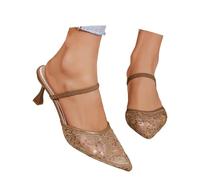 Sandales à Talons Slingback pour Femmes, Bout Ouvert Respirant, Mules d'été Confortables avec Semelle amortissante, Chaussures élégantes pour Tenues décontractées ou habillées (Brown, 37)