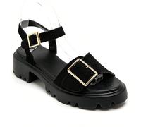 Sandales avec boucle en métal et talon compensé à plateforme épaisse Caractéristiques :Semelle épaisse avec motif cranté pour stabilité brides ajustables avec boucles décorativesDétails de la mariéeSe