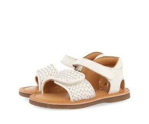 Sandales Blanches en Cuir avec Empeigne TRESSÉE ET Fermeture RÉGLABLE pour BÉBÉ Athena