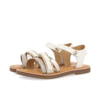 SANDALES BLANCHES EN CUIR AVEC TRESSAGE EN RAFIA, PAILLETTES ET ACCENTS MÉTALLIQUES POUR FILLE ET GARÇON SILETZ