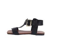 Sandales Blanches Femme Chaussures Ete Chic Women's Sandals Summer Square Toe Flat Roman Sandals Fashionable And Comfortable Outdoor Light Casual Chaussure Femme Ete Compense Claquette (Black 43)