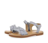 Sandales Bleues en Peau À Tresse sur LA Claque pour Fille LEOTI