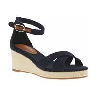 Tommy Hilfiger Espadrilles Compensées Femme Flag Criss-Cros Mid à Bride Cheville, Bleu (Space Blue), 36