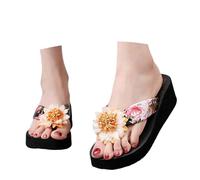 Sandales bohèmes à Fleurs avec Brides tressées, Tongs décontractées pour la Plage, Semelle intérieure Confortable, idéales pour l'été. Espadrille Plateforme