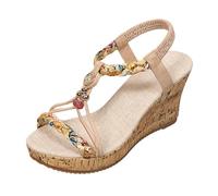 Sandales bohèmes à plateforme pour femme chaussures d'été élégantes et décontractées offrant un confort optimal pour vos sorties (Beige-c, 41)